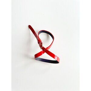 CLUB MONACO Red Orange Patent Leather Skinny Belt, Size XS